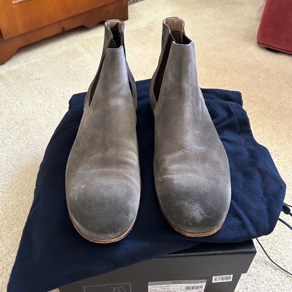 Grey Prada Chelsea Boots - Gently Worn in Size 11